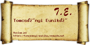 Tomcsányi Euniké névjegykártya